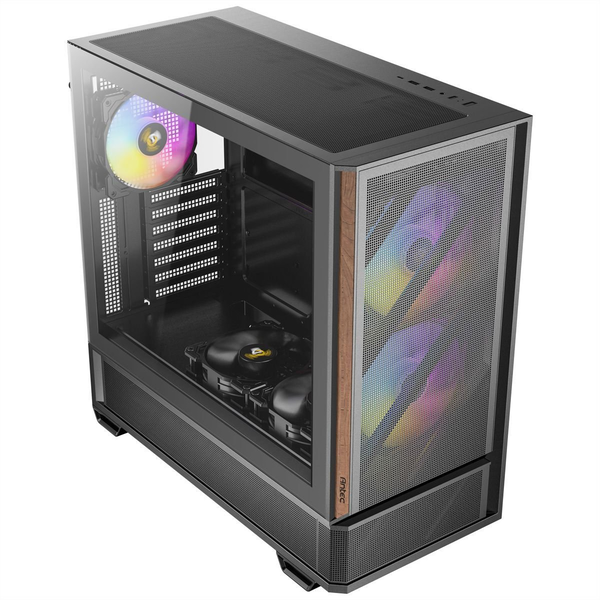 Antec P30 ARGB számítógépház - ATX, edzett üveg, prémium fabetét, 5db PWM ventilátor (3 db ARGB)