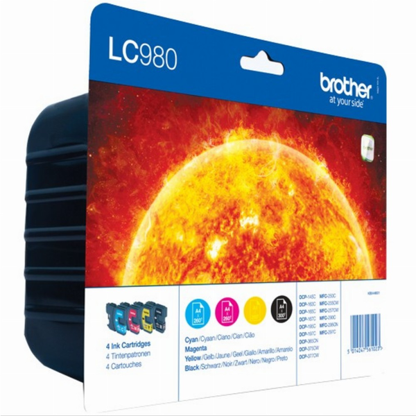 Brother LC-980VALBPDR blækpatron 4 stk Original Sort, Blå, Magenta, Gul