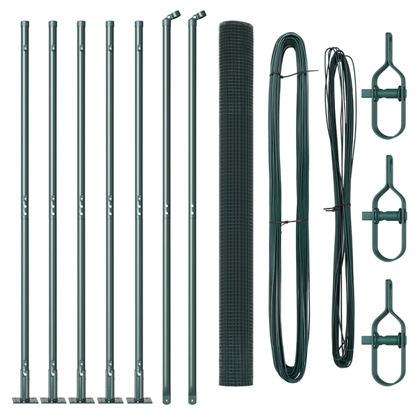 Hegesztett Drótkerítés 7 Flanged Oszloppal Zöld 1,5x10 m Acél