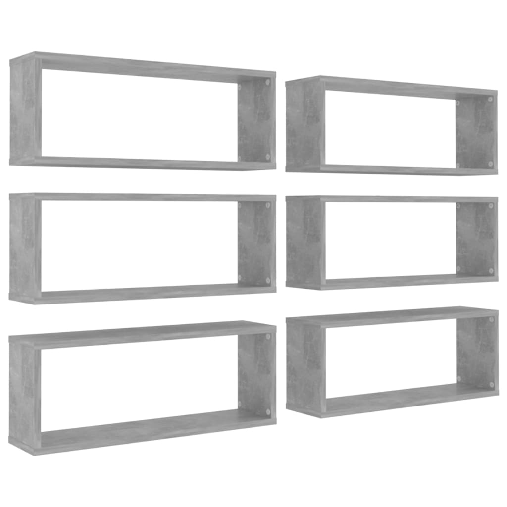6 db betonszürke forgácslap fali kockapolc 60 x 15 x 23 cm (807147)