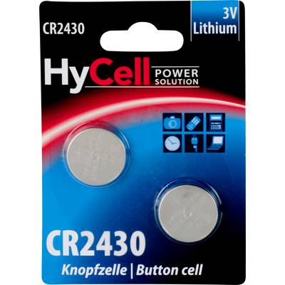 CR2430 lítium gombelem, 3 V, 300 mA, 2 db, HyCell BR2430, DL2430, ECR2430, KCR2430, KL2430, KECR2430, LM2430 (5020172)