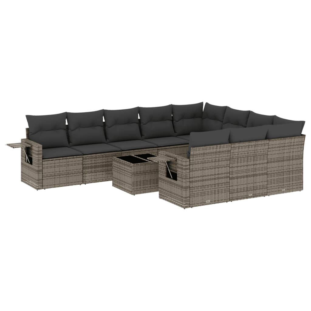 11 részes szürke polyrattan kerti ülőgarnitúra párnákkal (3220699)