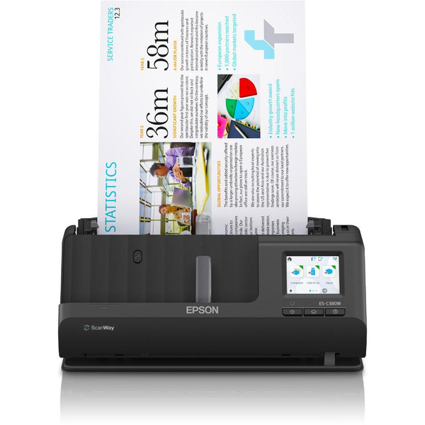 Epson ES-C380W ADF + Ark-fodret scanner 600 x 600 dpi A4 Sort