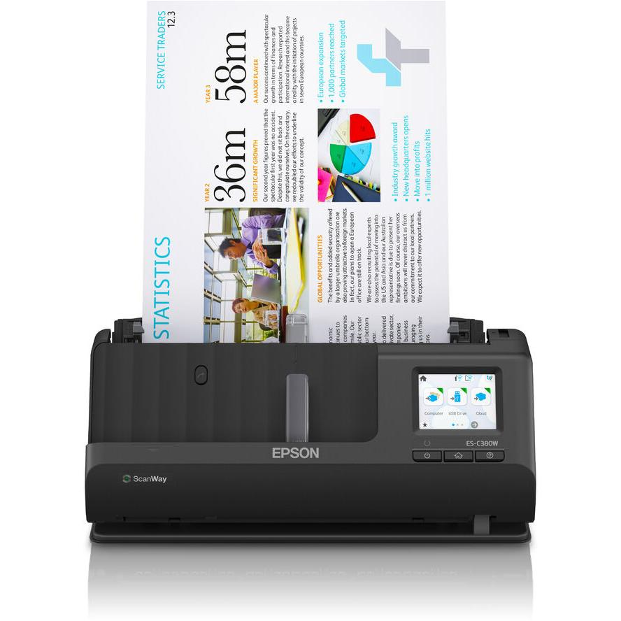Epson ES-C380W ADF + automatikus dokumentadagolós szkenner 600 x 600 DPI A4 Fekete (B11B269401)