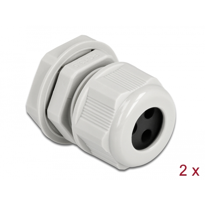 Delock Kábel tömszelence PG13,5 kerek kábelekhez, három kábel bemenettel 2 db. Szürke (60376) (60376)