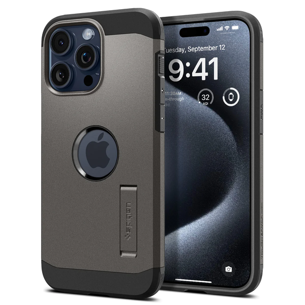 Гръб Spigen за iPhone 15 Pro, Tough Armor, MagSafe, Сив