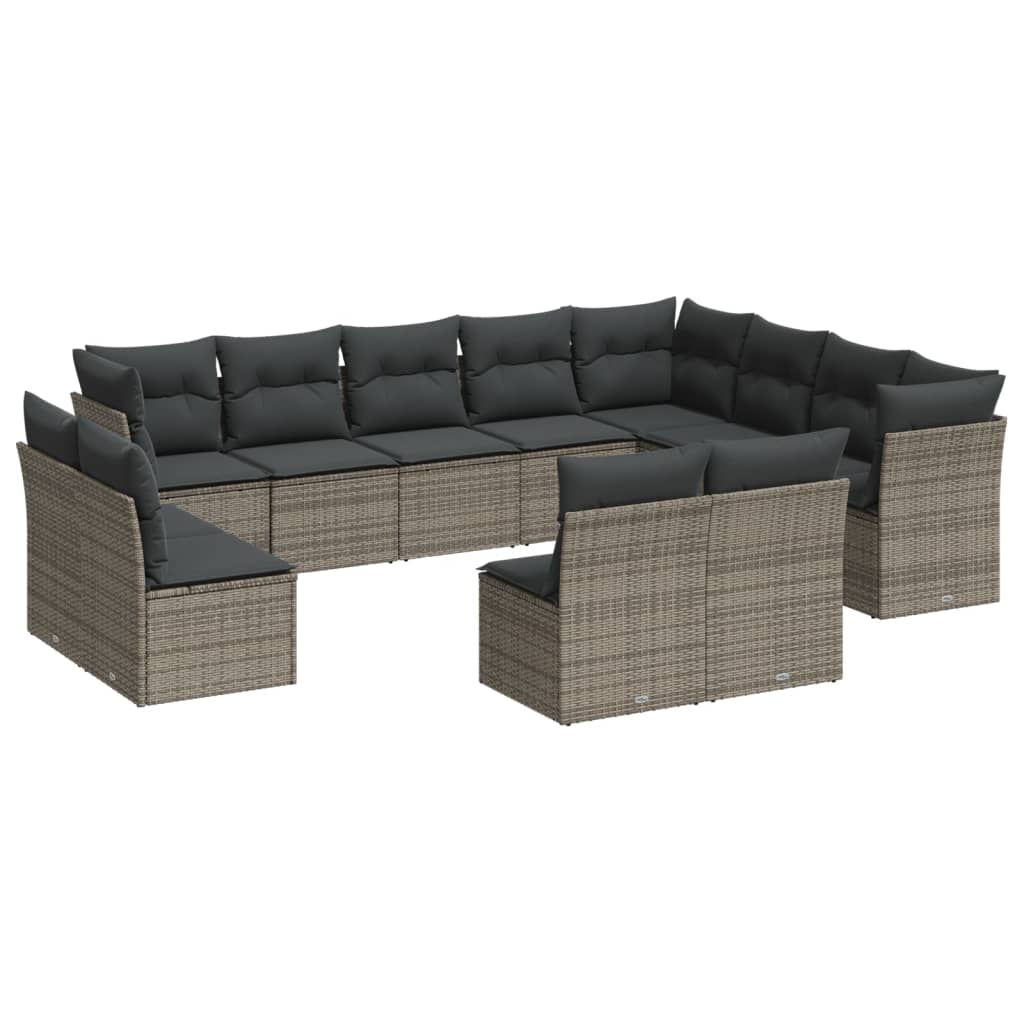 12 részes szürke polyrattan kerti ülőgarnitúra párnákkal (3250309)