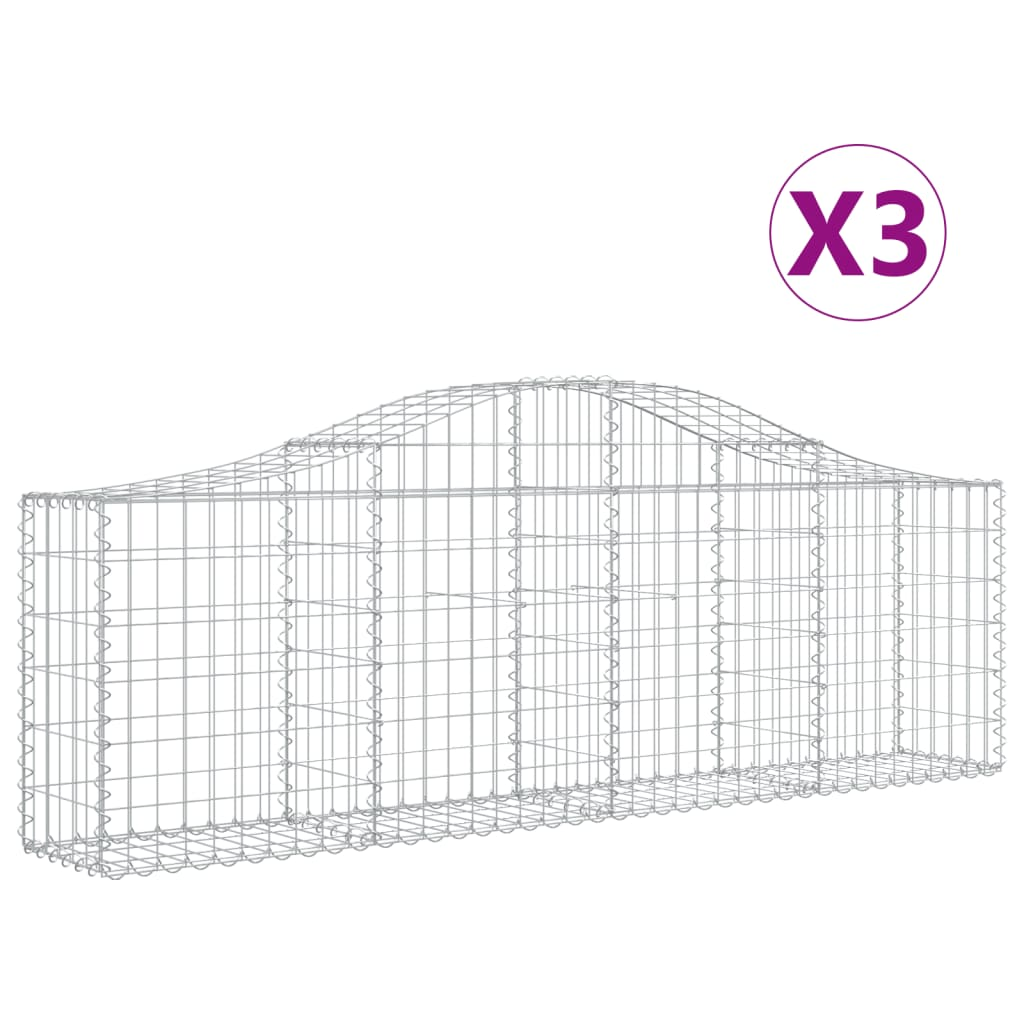 3 db íves horganyzott vas gabion kosár 200x30x60/80 cm (3145389)