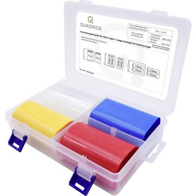 Quadrios 1905CA058 Akku zsugorcső ragasztó nélkül Átlátszó, Kék, Sárga, Piros 54 mm Zsugorodási arány:2:1 4 rész (1905CA058)