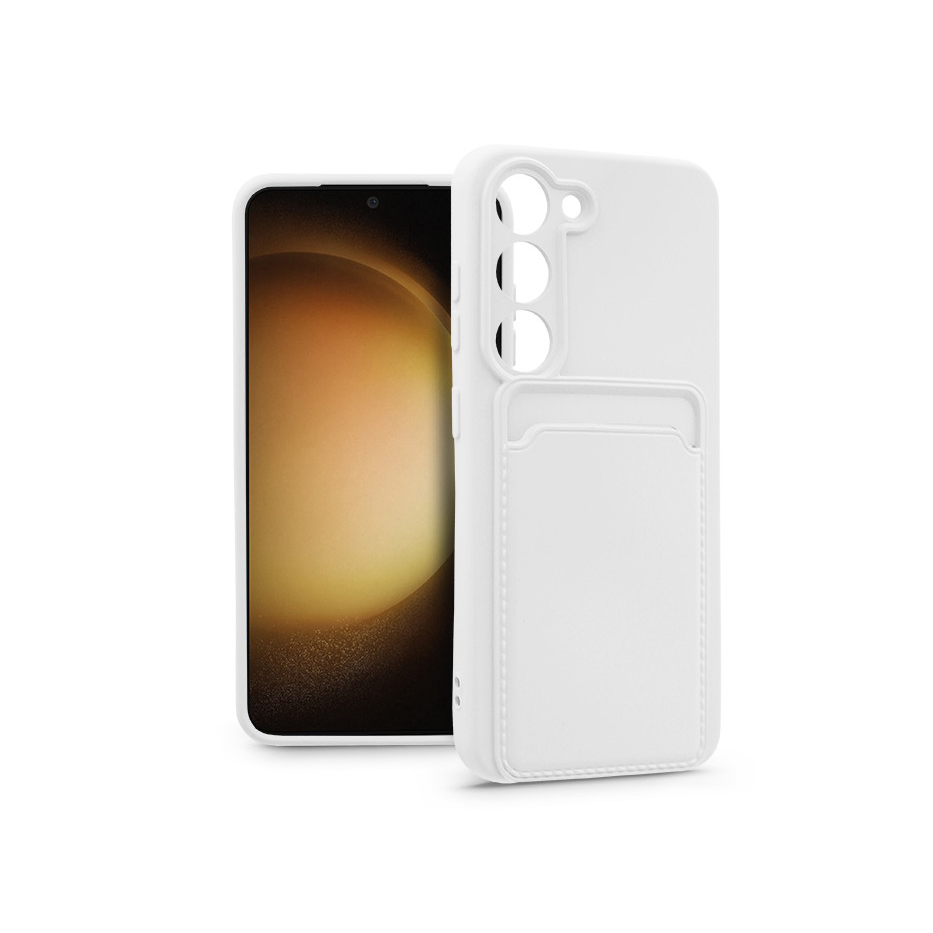 Samsung SM-S911 Galaxy S23 szilikon hátlap kártyatartóval - Card Case - fehér (PT-6750)
