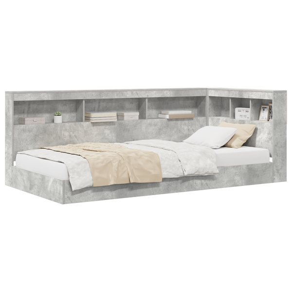Polcos ágy Beton szürke 100x200 cm Szerelt fa