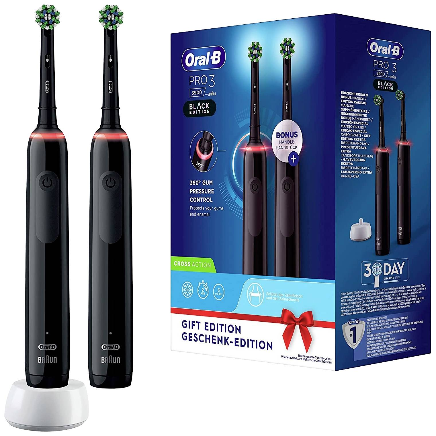 Oral-B Pro 3 3900 Black Edition Elektromos Fogkefe Duopack 2db Fekete (4210201374633)