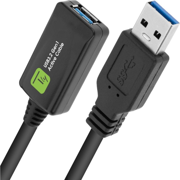 Techly ICUR3050G USB-kabel USB 3.2 Gen 1 (3.1 Gen 1) 5 m USB A Zwart