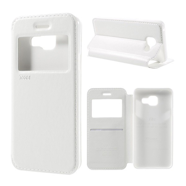 ROAR NOBLE VIEW tok álló, bőr hatású (FLIP, oldalra nyíló, asztali tartó funkció, View Window) FEHÉR [Samsung Galaxy A3 (2016) SM-A310F] (5996457634279)