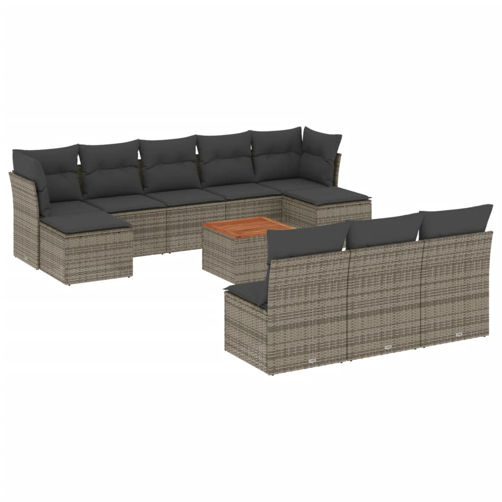 11 részes szürke polyrattan kerti ülőgarnitúra párnákkal (3256200)