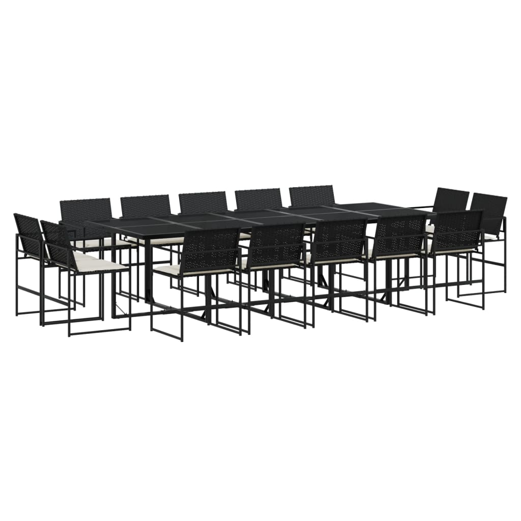 15 részes fekete polyrattan kerti étkezőgarnitúra párnákkal (3295066)