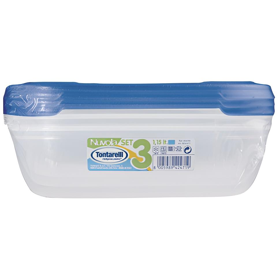 Tontarelli Nuvola Ételtároló doboz szett, 3× 1,15 l, kék (8005989247912)