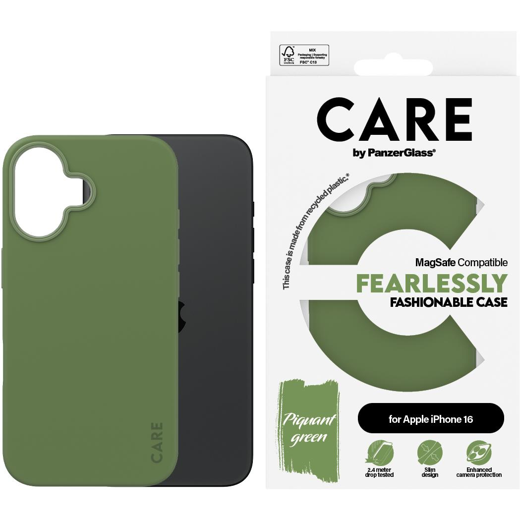 PanzerGlass CARE tok Apple iPhone 16 MagSafe Fearlessly zöld (1385)