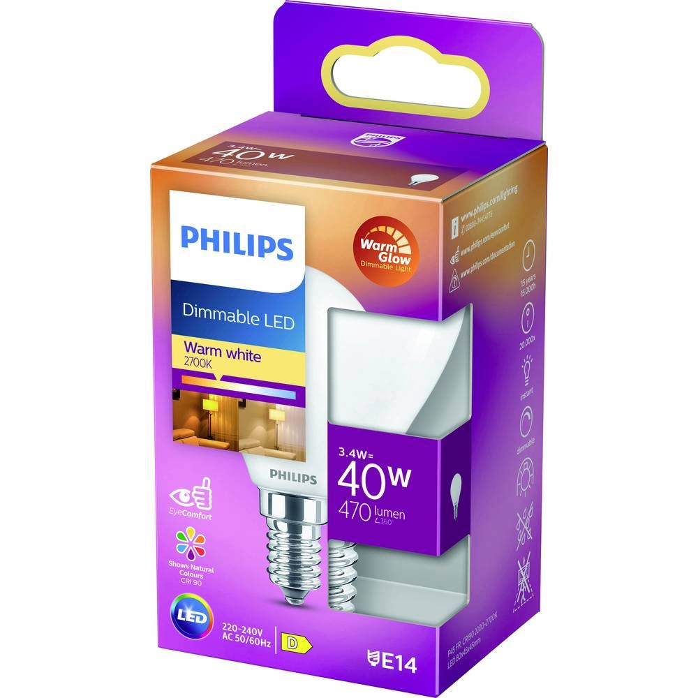 Philips E14 3.4W LED fényforrás meleg fehér (871951432447300) (871951432447300)
