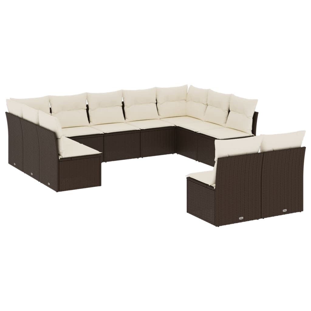 11 részes barna polyrattan kerti ülőgarnitúra párnákkal (3250192)