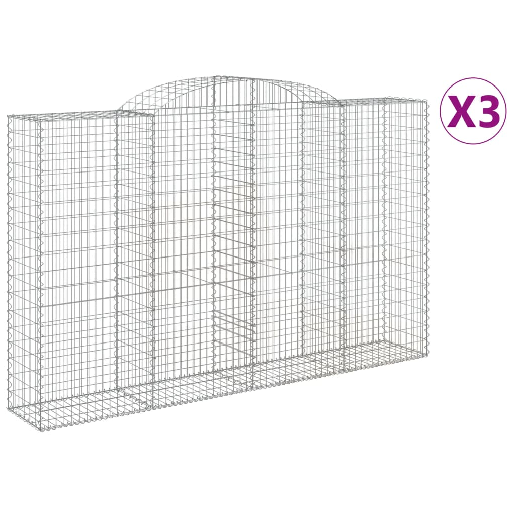 3 db íves horganyzott vas gabion kosár 300x50x180/200 cm (3146774)