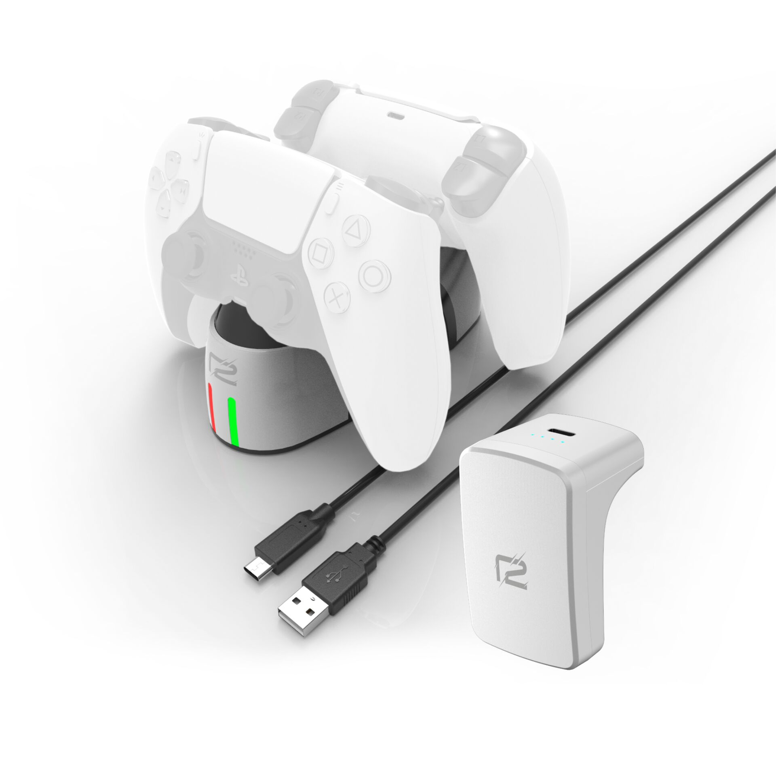 ready2gaming PS5 DualSense Ultimate Töltőállomás és akkumulátor szett - Fehér (R2GPS5CHARGINGSET)
