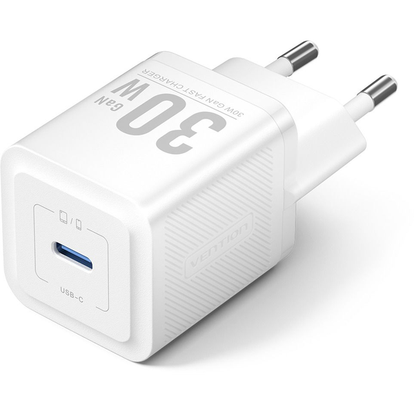 Vention 1-Port USB-C GaN Charger (30W) EU-Plug, White