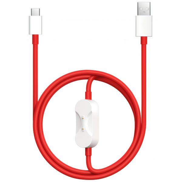 OnePlus SUPERVOOC adatkábel 2in1 (Type-C - Type-C, 67W, 8A, gyorstöltő, 120cm, törésgátló,  Watch töltő) PIROS (OP2IN1SPVCABLE)
