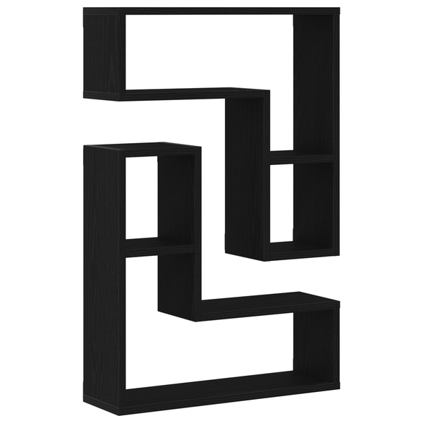 Fali Polc 2 db Fekete Tölgy 50x15x85 cm Műanyag