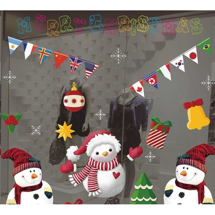 IRIS Hóember mintás/35x50cm páraálló karácsonyi ablakdísz (173-23) (173-23)