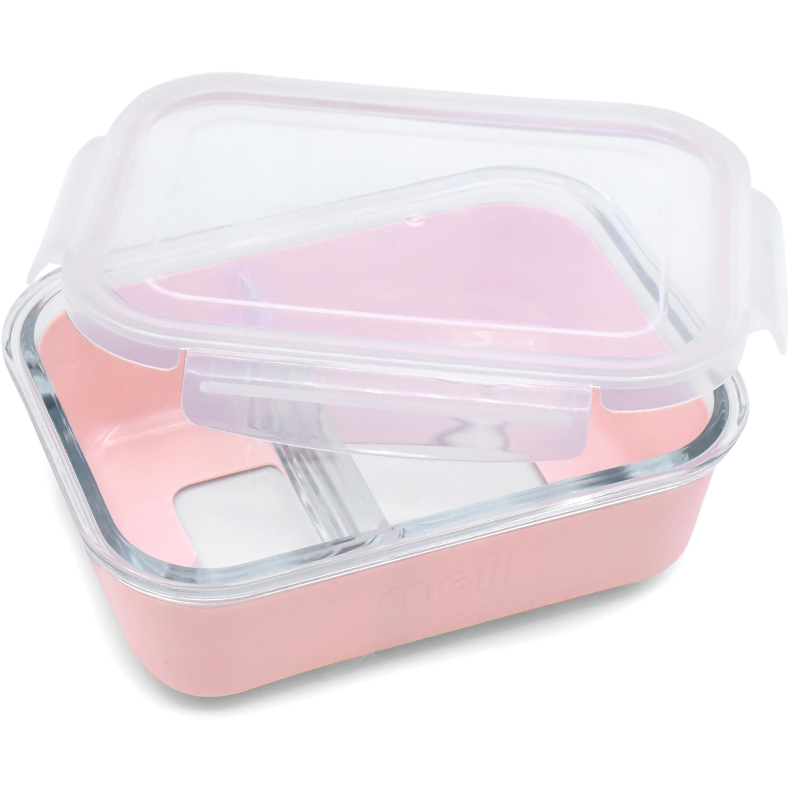 Melii üveg ebédtartó, szilikon tokkal, rózsaszín (790693169602)