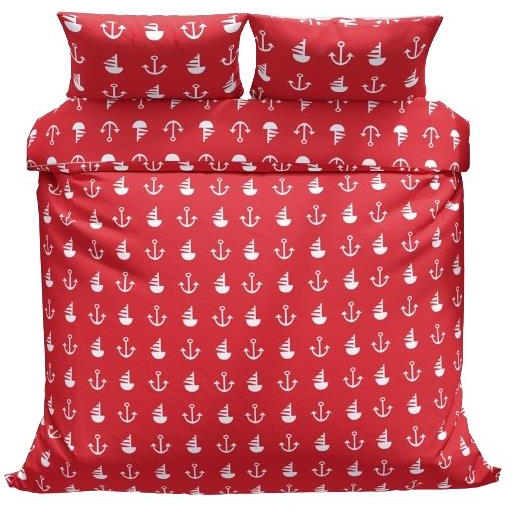 Kaptan Cotton bed linen Red anchor 140 × 200, 70 × 90 cm (5693225585-020)