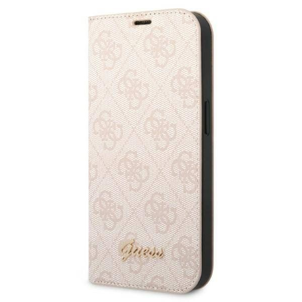 Guess 4G Vintage Gold Logo Apple iPhone 14 fliptok pink (GUBKP14SHG4SHP) (GUBKP14SHG4SHP)