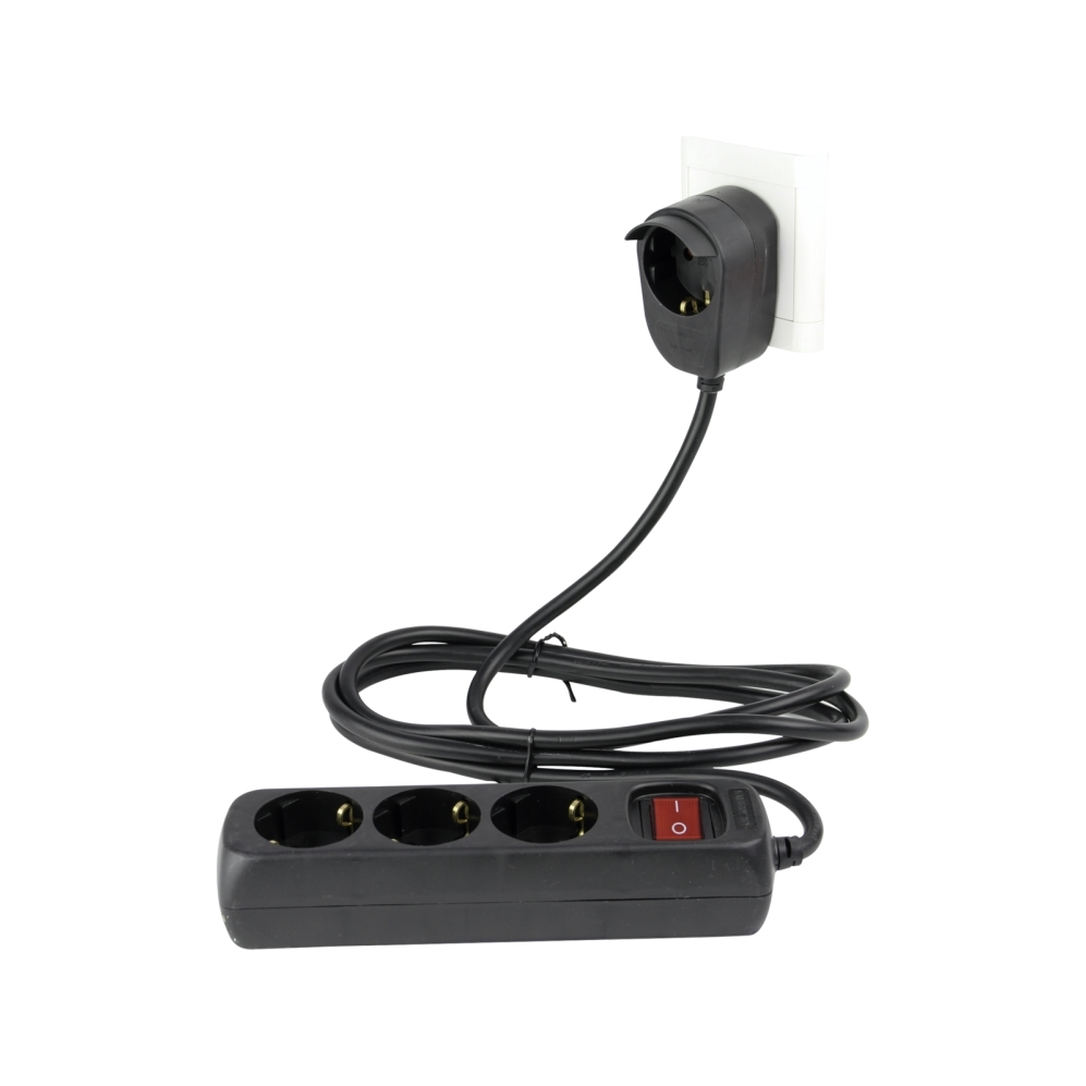 REV 220V Túlfeszültség védő elosztó 3+1 aljzatos 5m - Fekete (0012395514 SW)