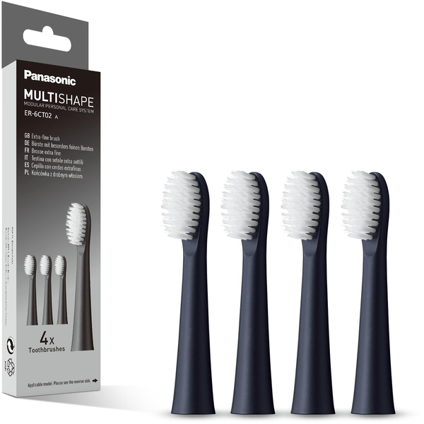 Резерва за електрическа четка Panasonic ER-CTB1, 4 броя, Съвместими с модулна система MULTISHAPE, Звукови вибрации, Изключително фини влакна, Сив