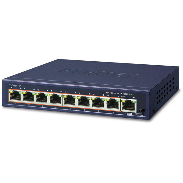 Switch PLANET GSD-908HP 8PORT POE 1GB BASE-T+1PORT GIGABIT BASE-T