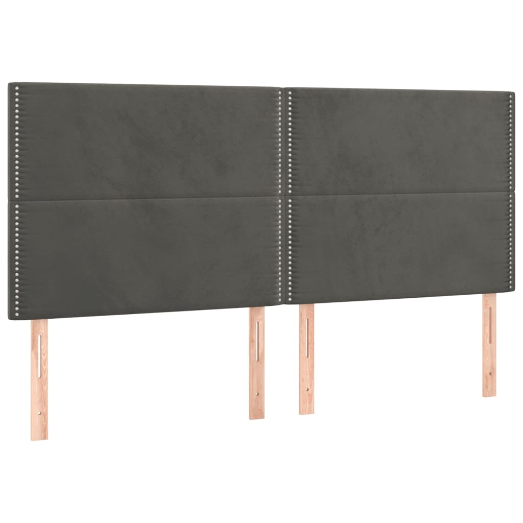 4 db sötétszürke bársony fejtámla 90x5x78/88 cm (3116253)