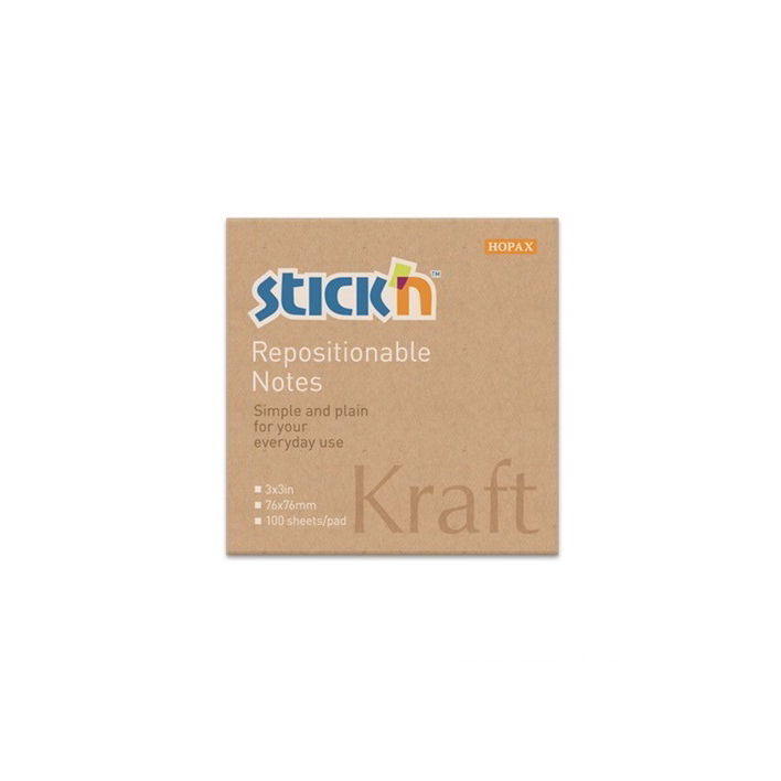 StickN KraftNotes 76x76mm öntapadós natúr jegyzettömb - (100 lap / tömb) (21639)