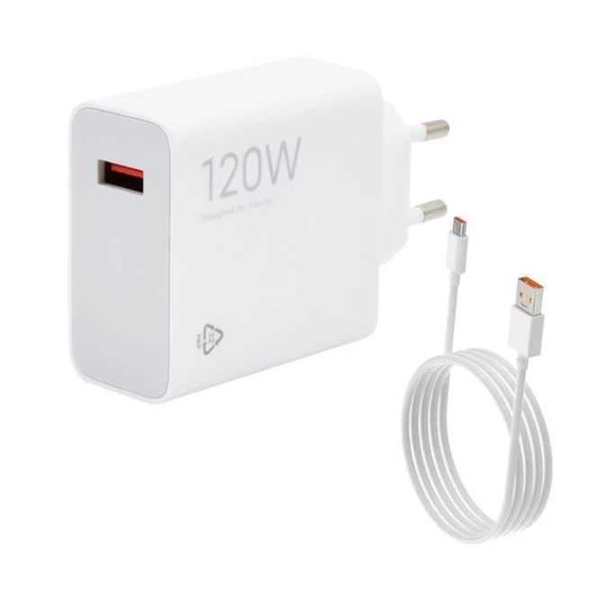 Xiaomi hálózati töltő USB-A aljzat (120W, PD gyorstöltő + USB-C kábel) fehér (MDY-14-EE) (MDY-14-EE)