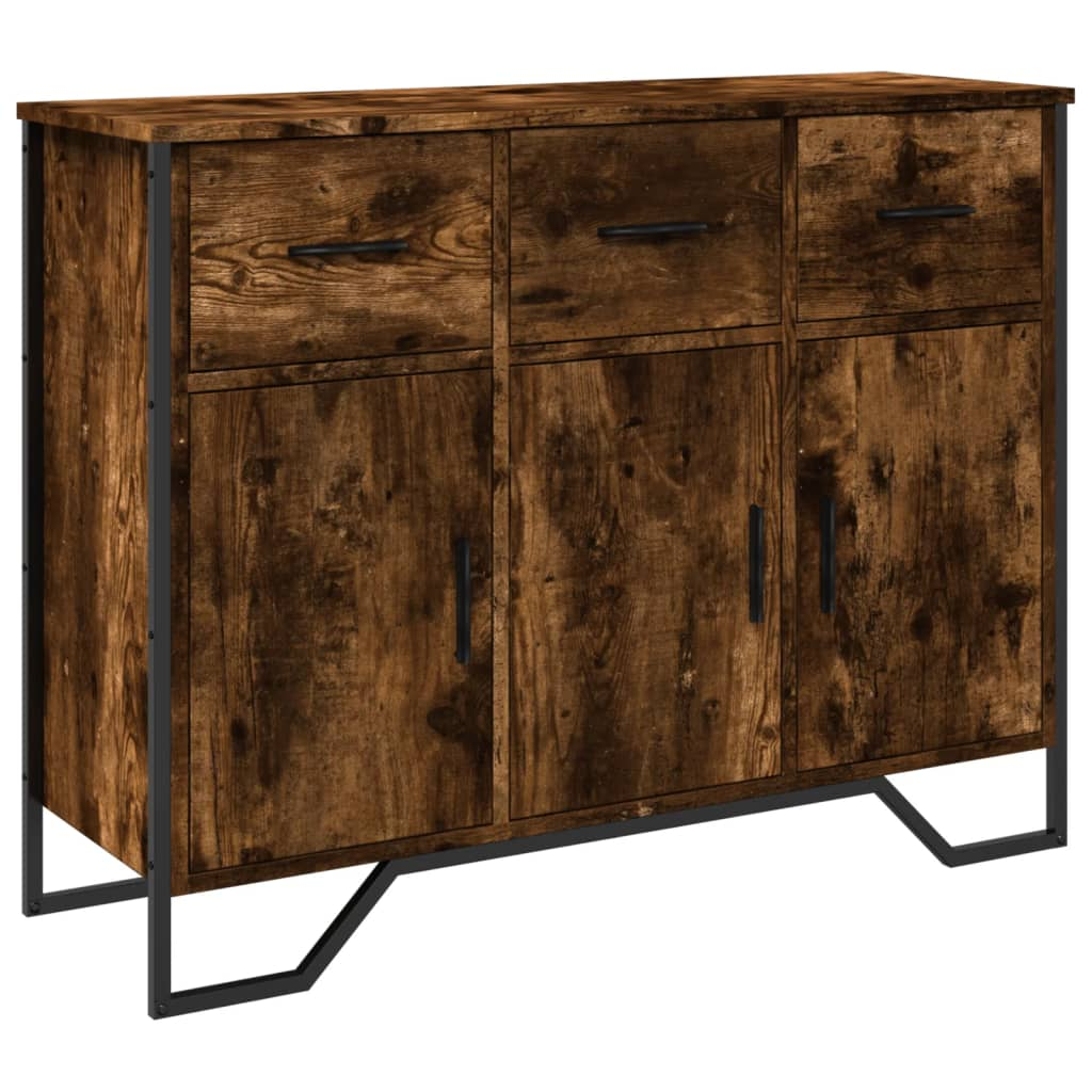 füstös tölgy színű szerelt fa tálalószekrény 97 x 32,5 x 74,5cm (848561)