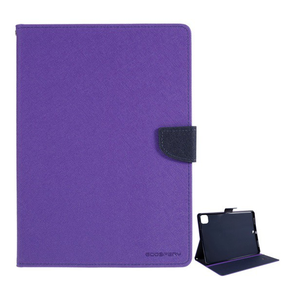 MERCURY Goospery Fancy tok álló, bőr hatású (FLIP, oldalra nyíló, asztali tartó funkció, textil minta) LILA [Apple IPAD Pro 12.9 (2020)]
