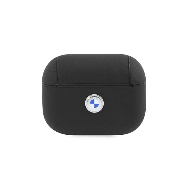 BMW BMAP2SSLBK AirPods Pro 2 tok készülékhez, valódi bőr, Silver Logo, fekete