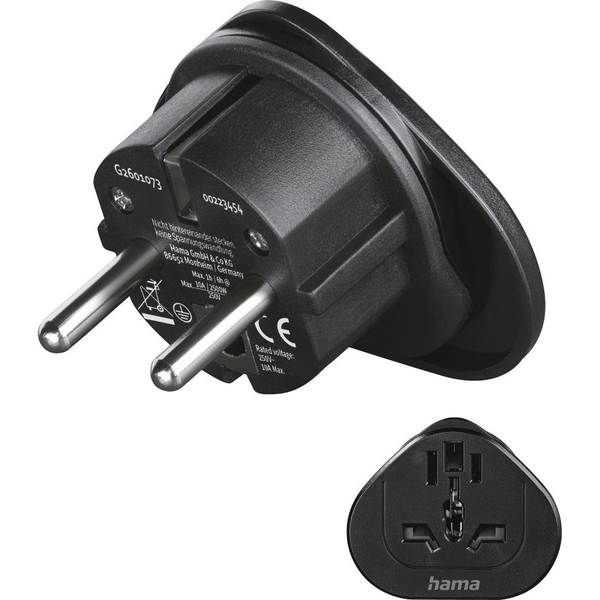 Hama 00223454 strømstik adapter Type E/F hybrid Universel Sort