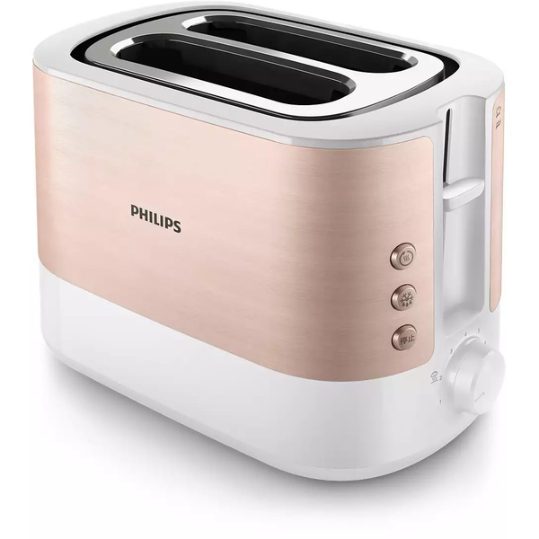 Тостер Philips Viva Collection HD2638/11, 950W, Розово злато/бяло