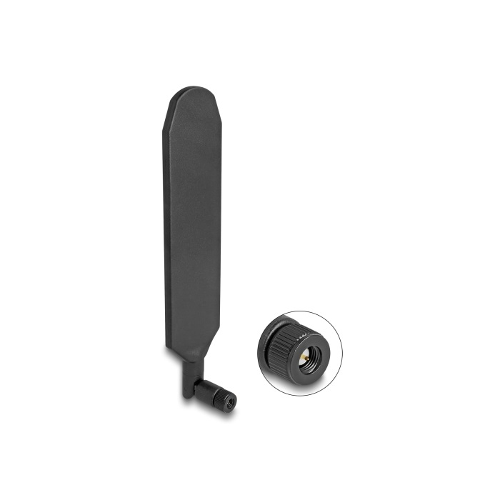 Delock LTE GNSS antenna SMA-dugó 1,5 - 3,0 dBi mindenirányú, elforgatható, dönthető csatlakozással (fekete színű) (90103) (90103)