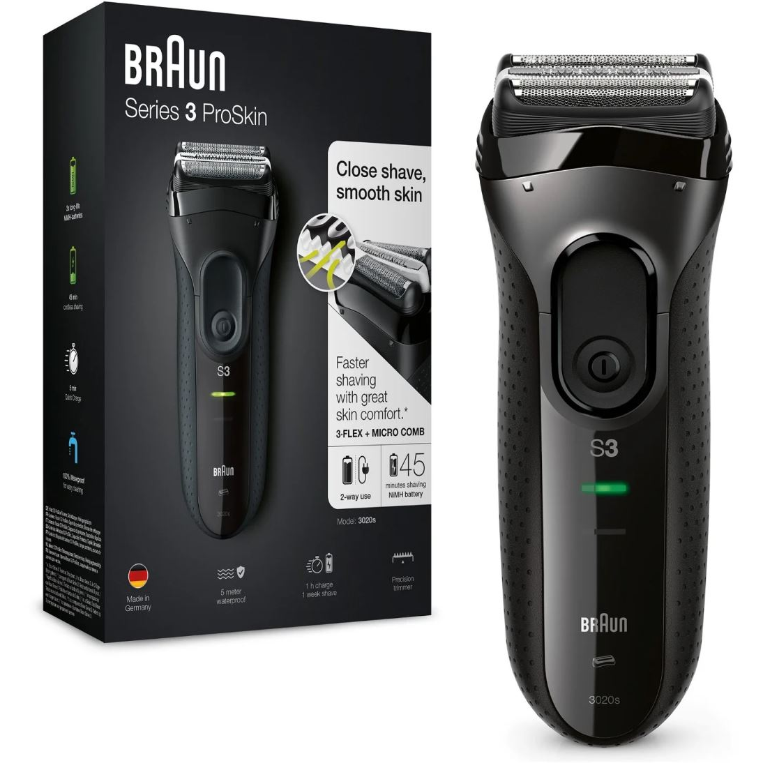 Braun Series 3 3020s elektromos borotva fekete (81479547) (bra81479547)
