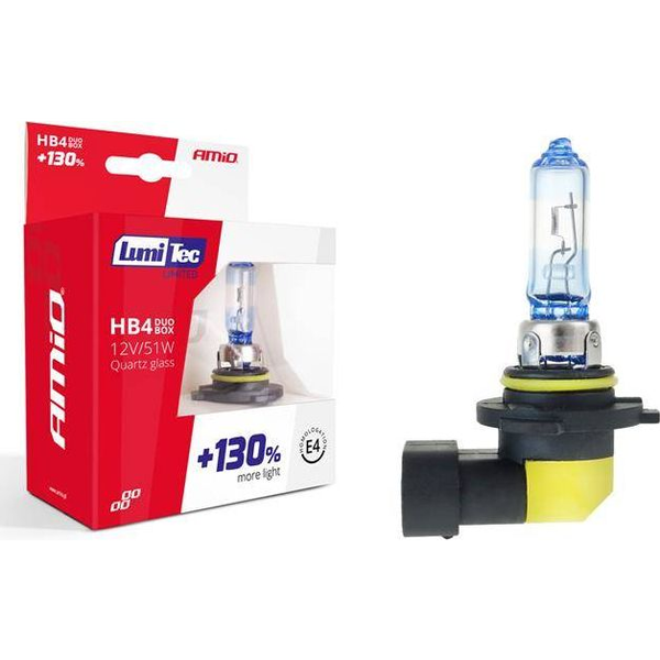  AMiO Zestaw żarówek halogenowych HB4 12V 51W LumiTec LIMITED +130% DUO BOX
