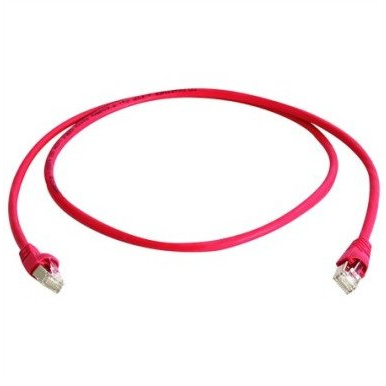 Telegärtner RJ45 (keresztezett) Hálózatkabel Csatlakozókábel CAT 6A S/FTP 2.00 m Piros Lángálló, Halogénmentes (100008272)