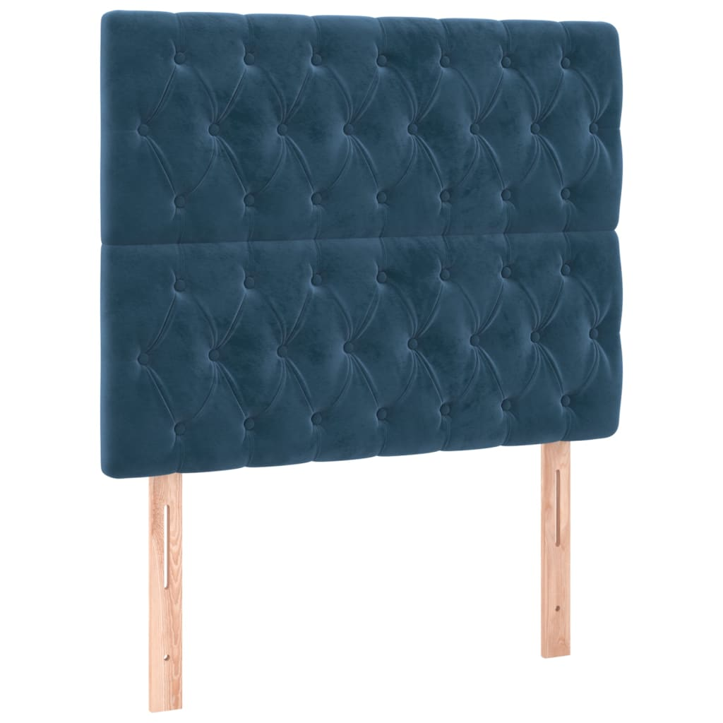 2 db sötétkék bársony fejtámla 90x7x78/88 cm (3116708)