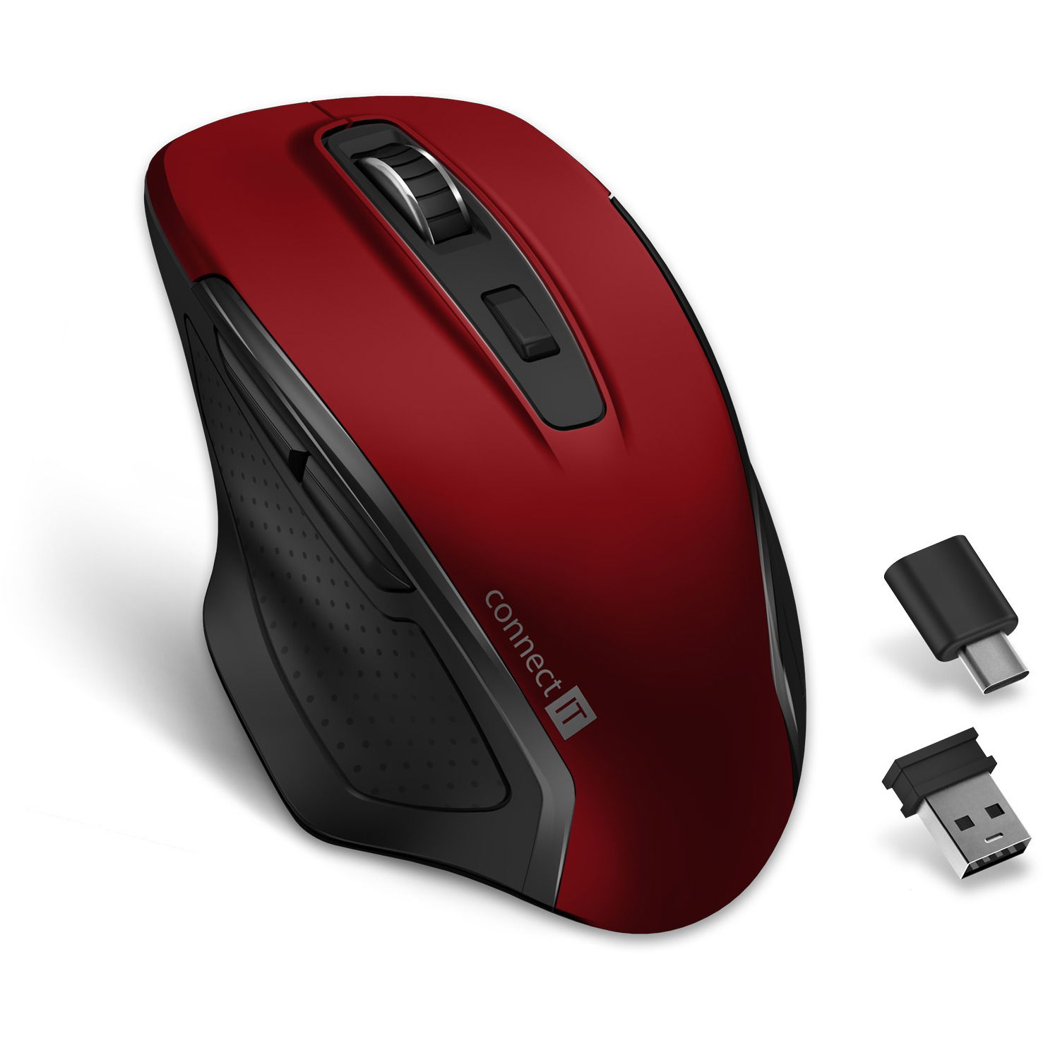 Connect IT Dual SmartSwitch piros vezeték nélküli egér 1600 DPI (CMO-3100-RD)